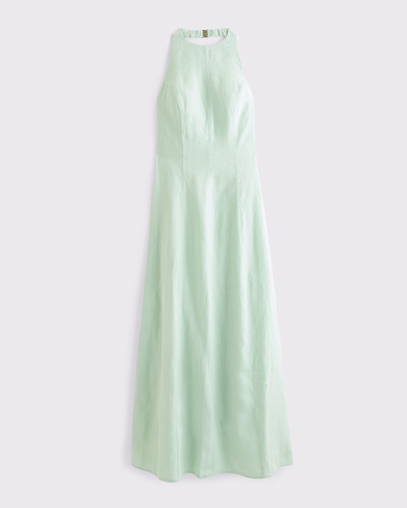 Premium Linen HighNeck Maxi Dress Abercrombie & Fitch — free download