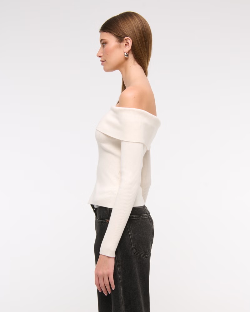 Ribbed Off-The-Shoulder Cutaway Sweater 35 Ribbed Off-The-Shoulder Cutaway Sweater