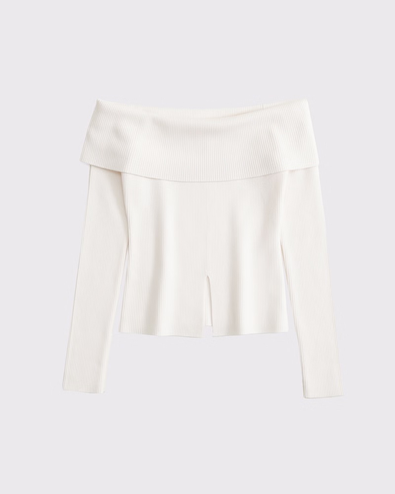 Ribbed Off-The-Shoulder Cutaway Sweater 37 Ribbed Off-The-Shoulder Cutaway Sweater