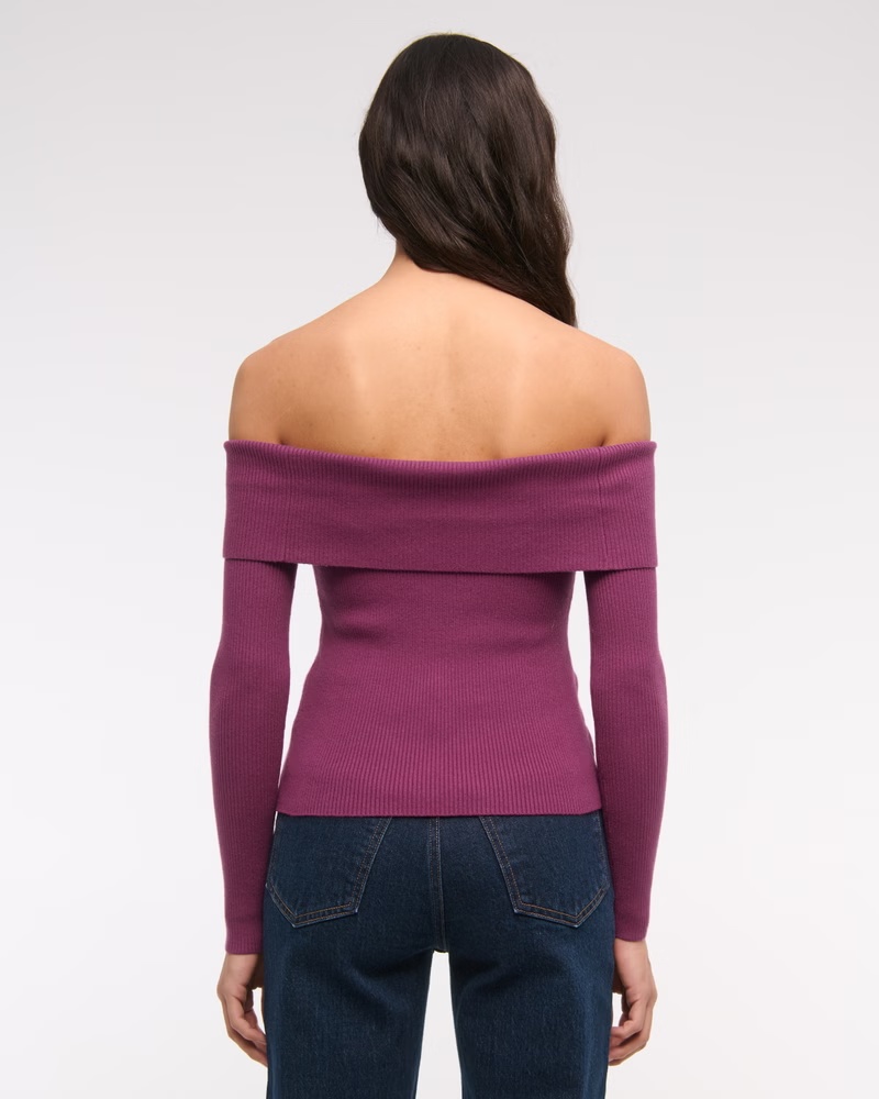 Ribbed Off-The-Shoulder Cutaway Sweater 43 Ribbed Off-The-Shoulder Cutaway Sweater