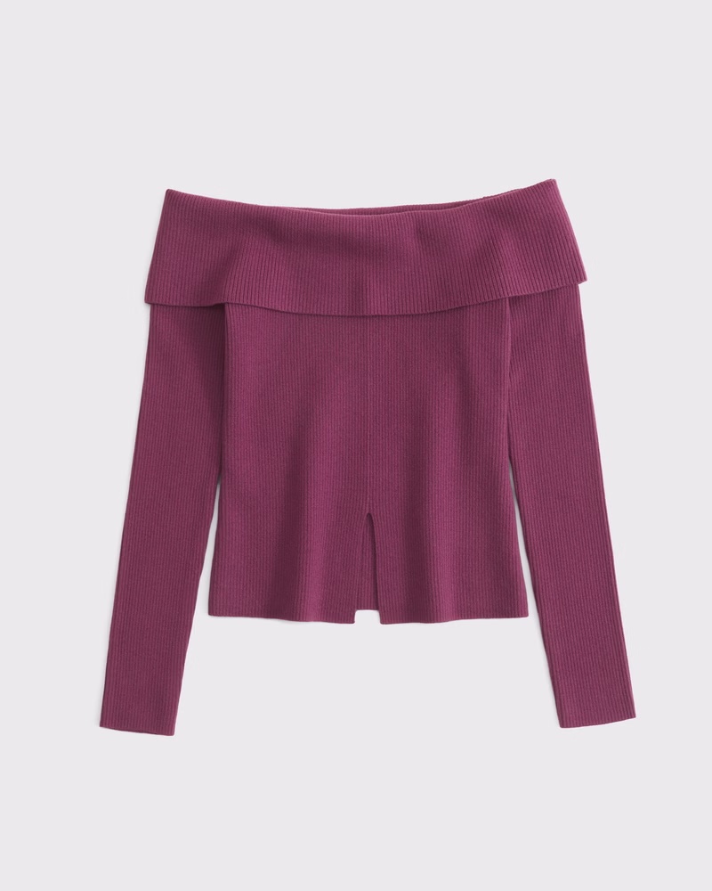 Ribbed Off-The-Shoulder Cutaway Sweater 44 Ribbed Off-The-Shoulder Cutaway Sweater