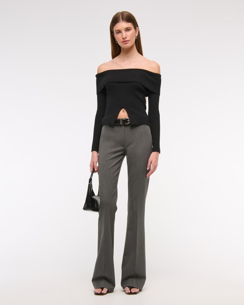 Ribbed Off-The-Shoulder Cutaway Sweater 27 Ribbed Off-The-Shoulder Cutaway Sweater