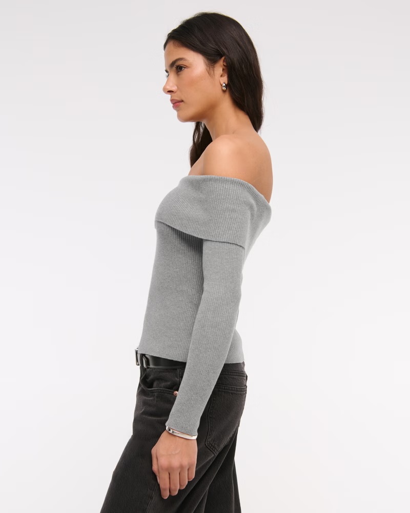 Ribbed Off-The-Shoulder Cutaway Sweater 48 Ribbed Off-The-Shoulder Cutaway Sweater