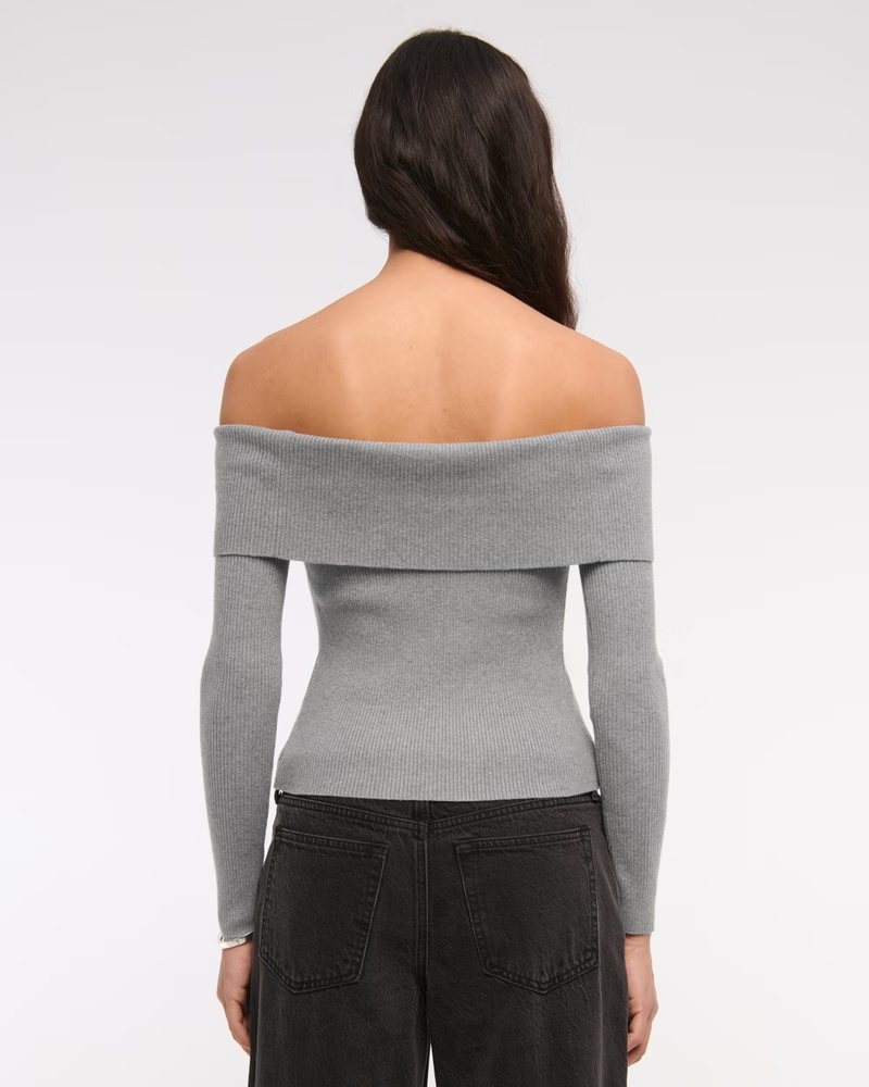 Ribbed Off-The-Shoulder Cutaway Sweater 49 Ribbed Off-The-Shoulder Cutaway Sweater