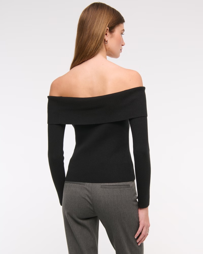Ribbed Off-The-Shoulder Cutaway Sweater 30 Ribbed Off-The-Shoulder Cutaway Sweater